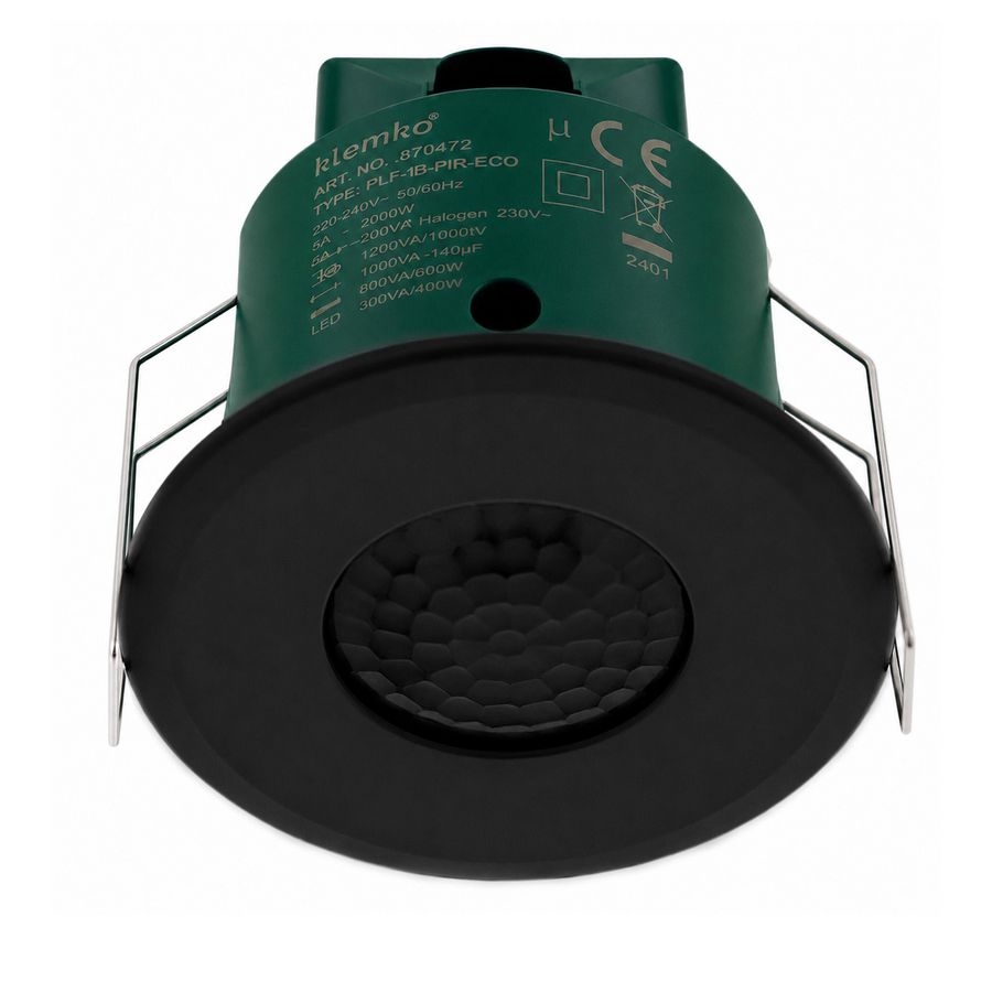 Aanwezigheiddetector plafond PIR 230V 2000W 7M 40m² Zwart