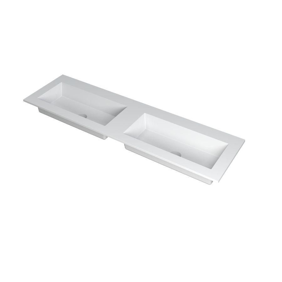 INK Kraft Wastafel dble bak zonder kraangaten Mat wit 160x45