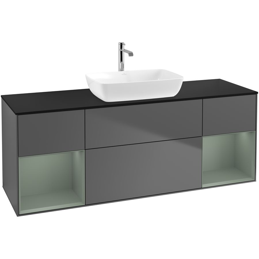 Wastafelonderkast Finion 1600x603x501mm Antr. Matt Lacquer F862GMGK