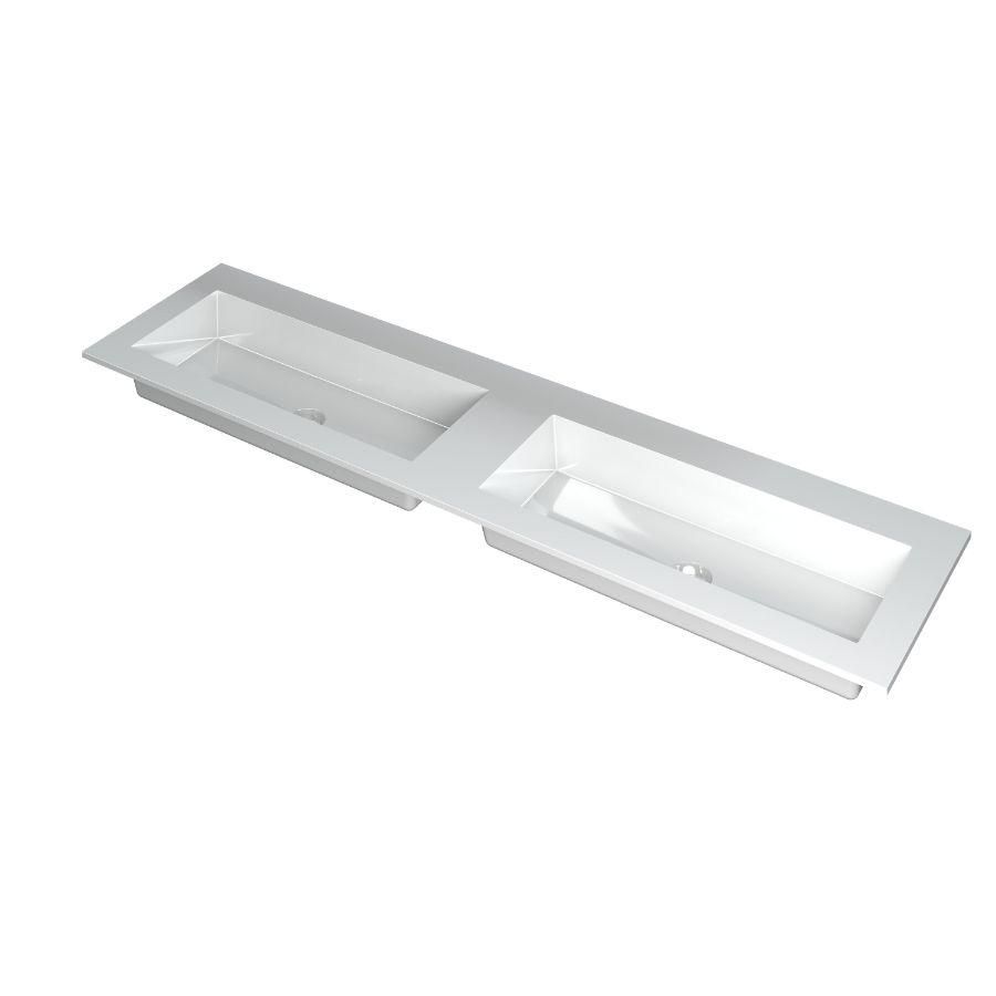 INK Kraft Wastafel dble bak zonder kraangaten GL wit 180x45