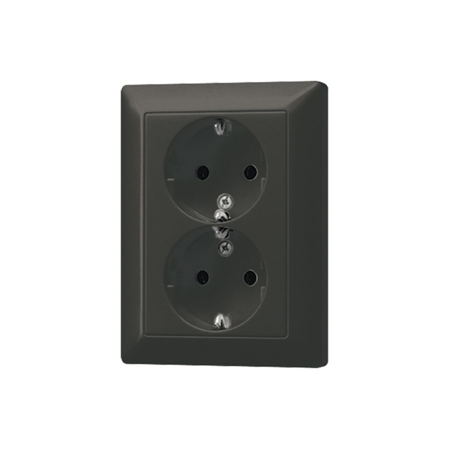 Wandcontactdoos antr. 2-voudig m.R/A +ki.beveil. LS