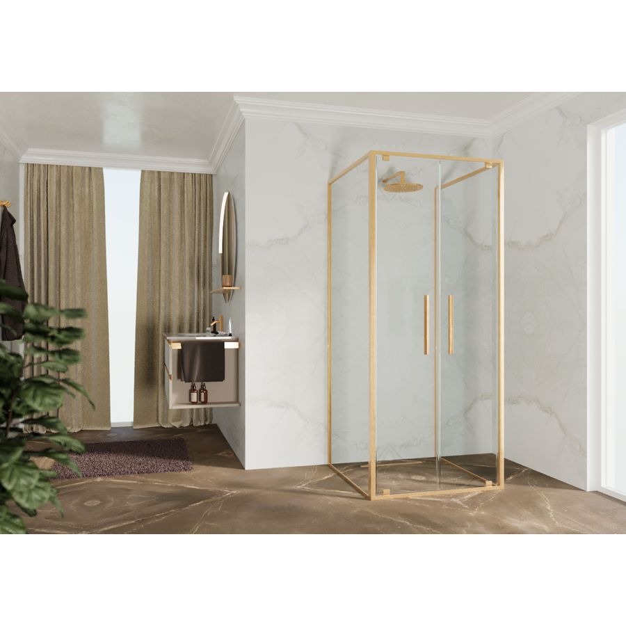 RIGA-2B draaideur 2-del. 660-690x2000mm helder glas brushed gold