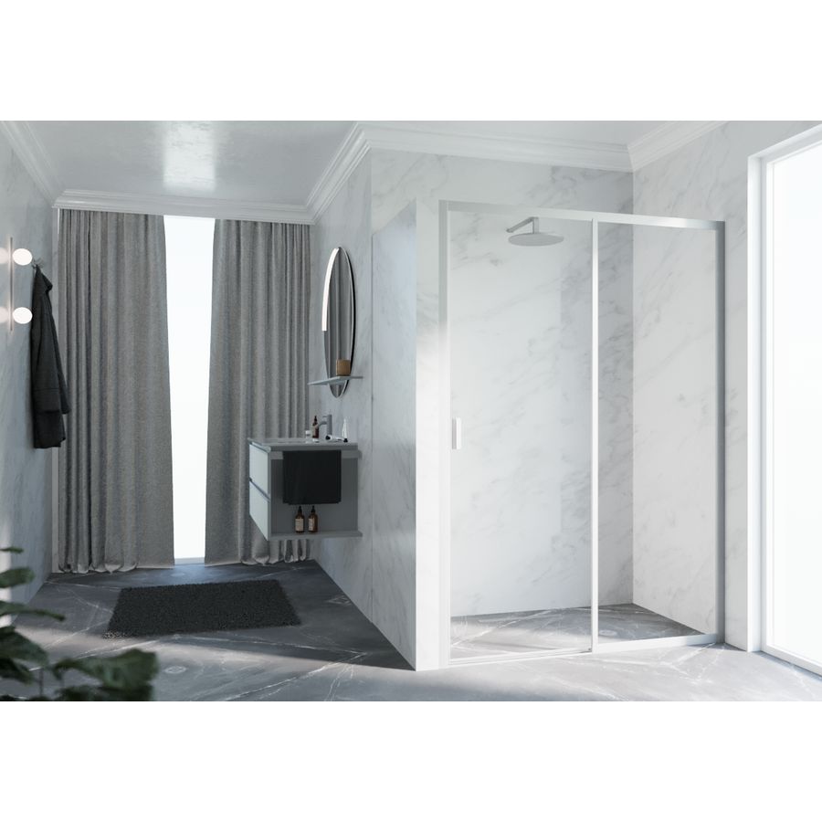 Schuifdeur LUN2PH LI 132-138 cm zilver mat helder