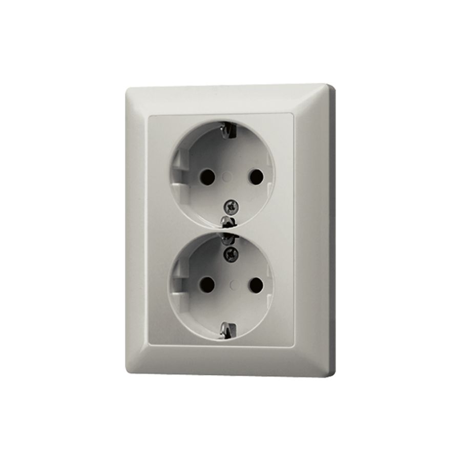 Wandcontactdoos edelst.2-voudig m.R/A +ki.beveil. LS