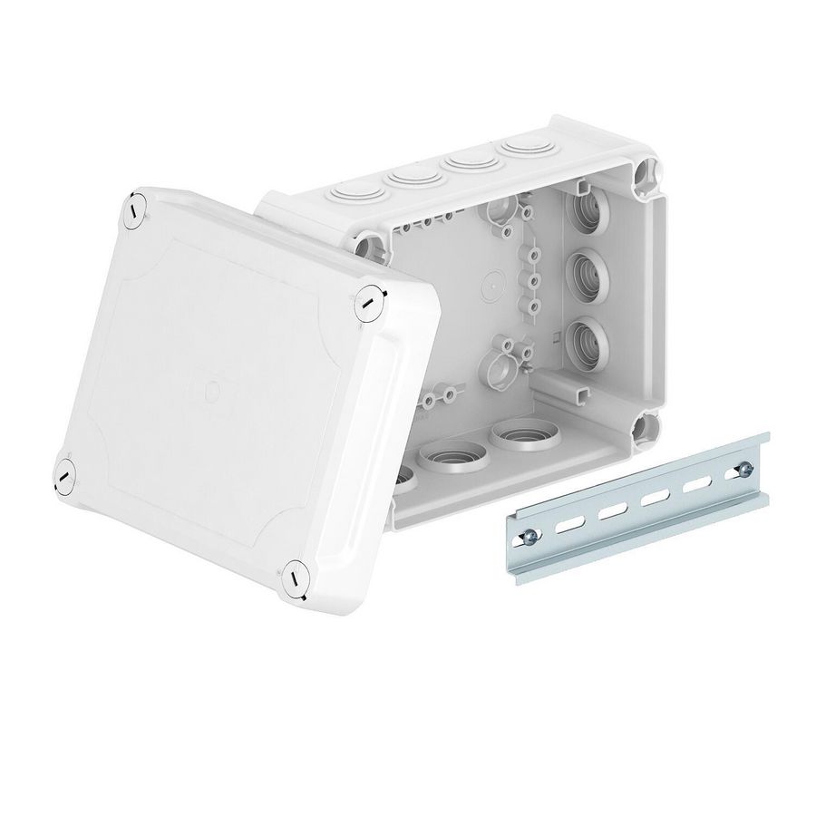 Kabeldoos met hoge deksel 190x150x94 polypr./polycarb. licht