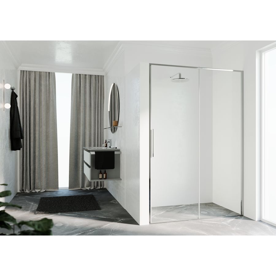 Schuifdeur in nis RIGA 2P links 1190-1220x2000mm helder glas profiel chroom
