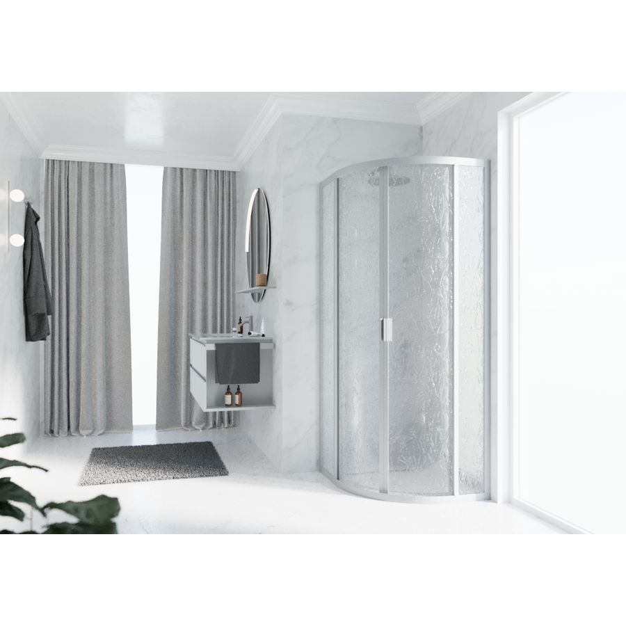 Douchewand Lunes 2.0 R kwartrond 1000-1000x1950mm glas aqua profiel zilver mat