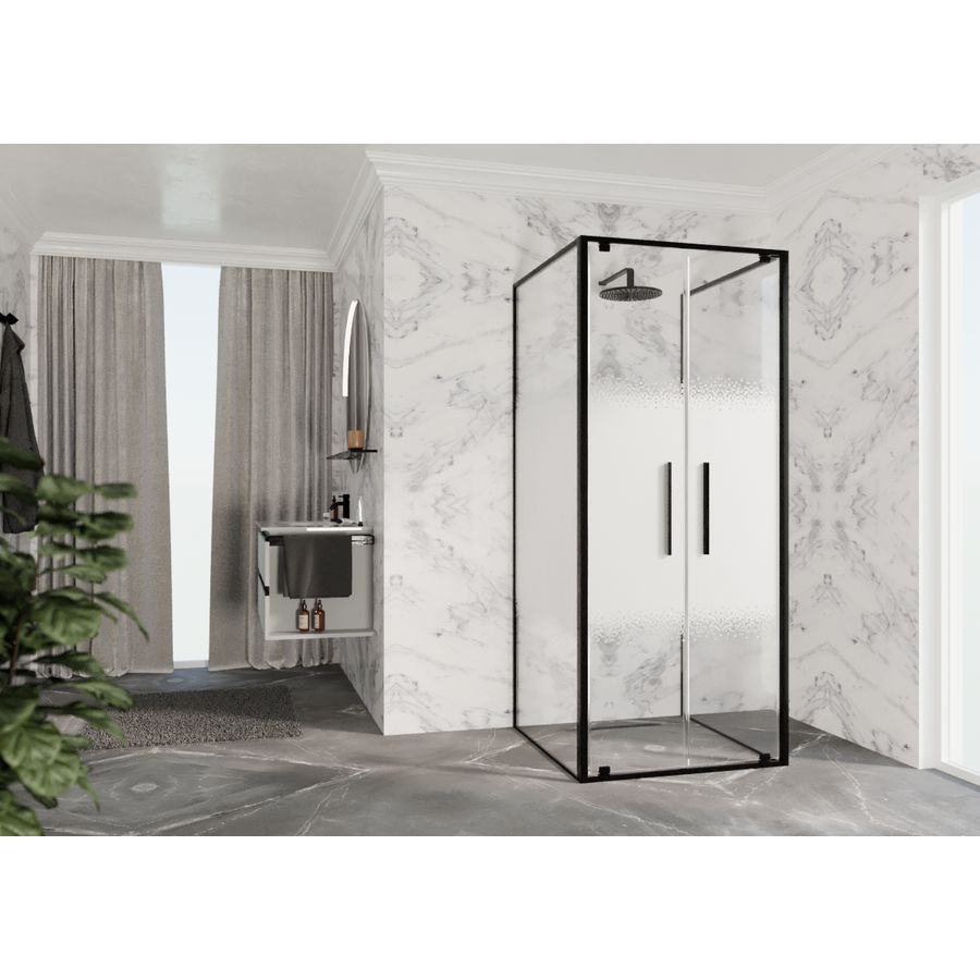 RIGA-2B draaideur 2-del. 660-690x2000mm Rose 1-motief brushed black chrome