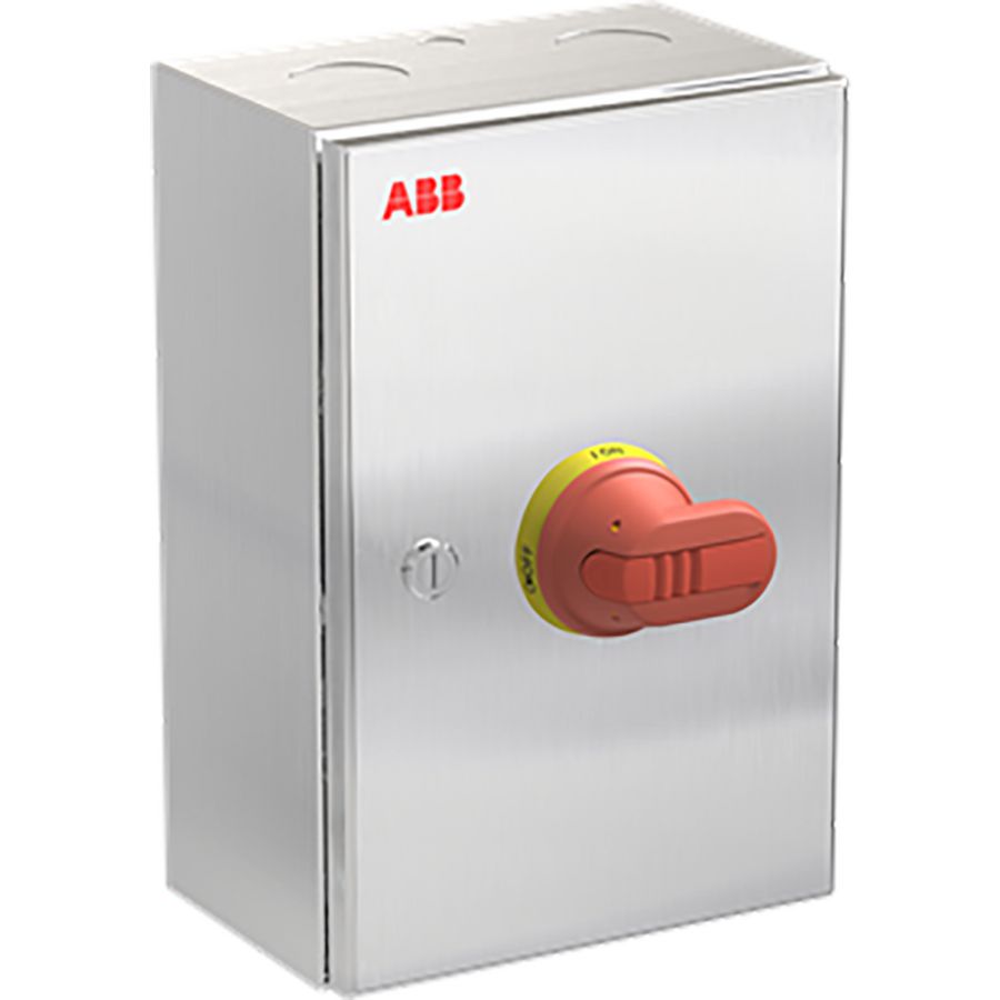 Onderhoudsschakelaar stainless steel, 63A, 6P, geel/rode han OTR63GA6M