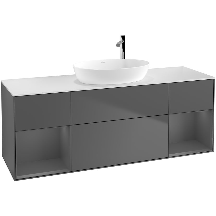Wastafelonderkast Finion 1600x603x501mm Antr. Matt Lacquer F981GKGK