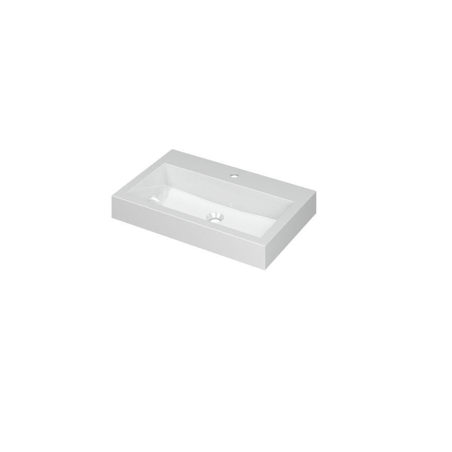 INK Momento Wastafel Polystone 1 kraangat GL wit 70x45