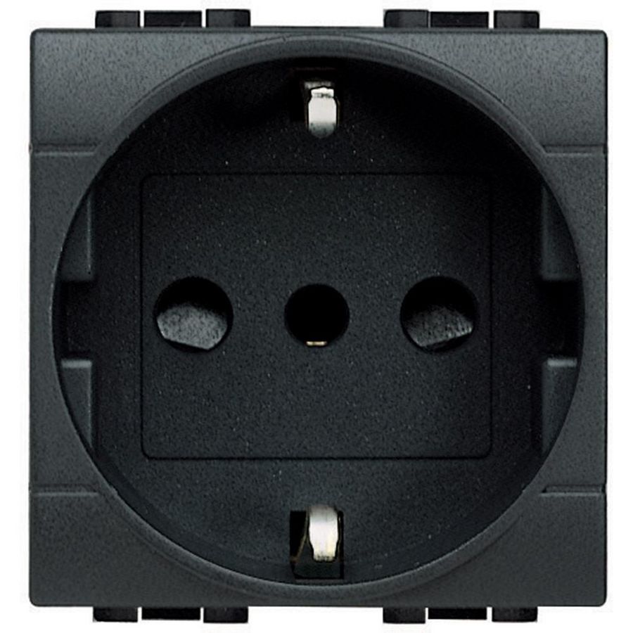 Wandcontactdoos 2P + a Italie Living afst.19mm-2 modulen