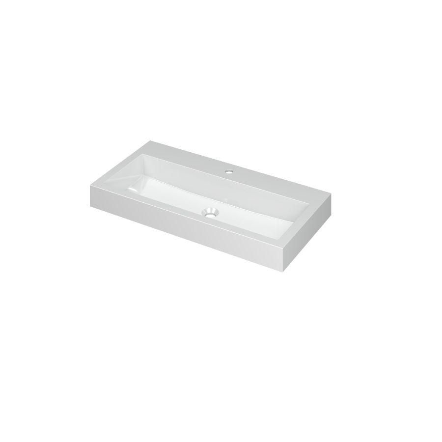 INK Momento Wastafel Polystone 1 kraangat GL wit 90x45