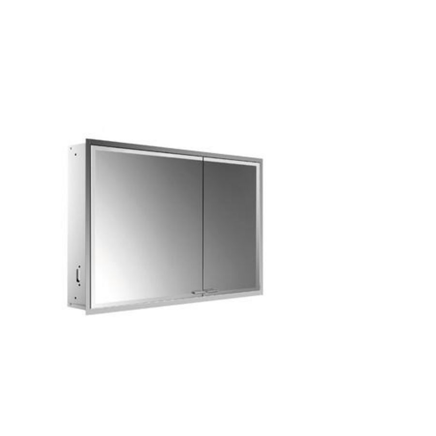 Led-spiegelkast Prestige2 inbouw 2 deuren (brede deur links) zonder Emco light system 1015mm excl. montageframe