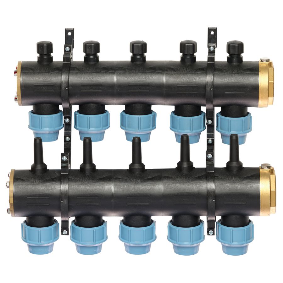 Brineverdeler 4430 2 "kunststof + PE-koppeling 40mm 5-groepen