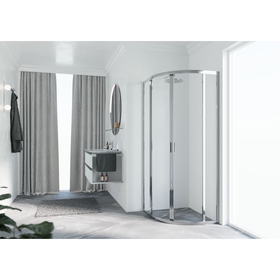 Douchewand Lunes 2.0 R kwartrond 1000-1000x1950mm glas lunes 2 profiel chroom