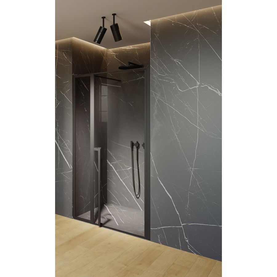 Douchedeur Lucid GD104 zwaaideur omkeerbaar XL 110cm (80+30cm) zwart