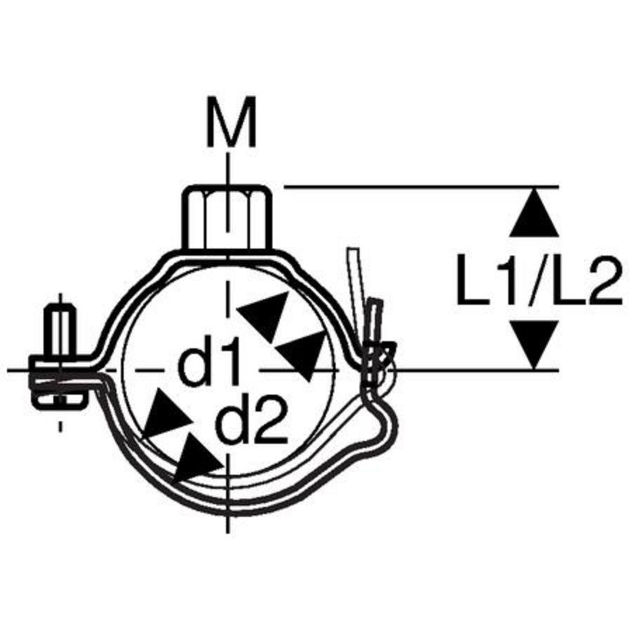 Polyethyleen (PE) beugel gegalvaniseerd met moer M10 - 75mm