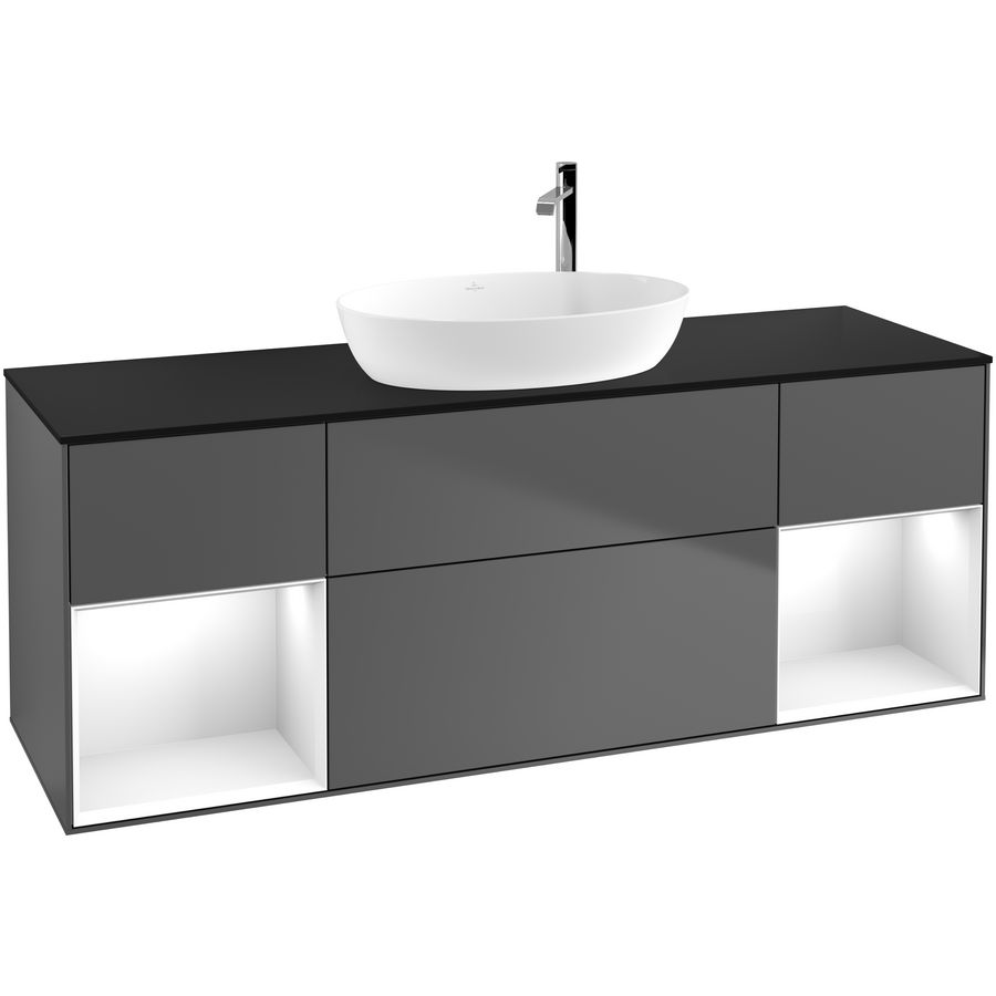 Wastafelonderkast Finion 1600x603x501mm Antr. Matt Lacquer F982GFGK