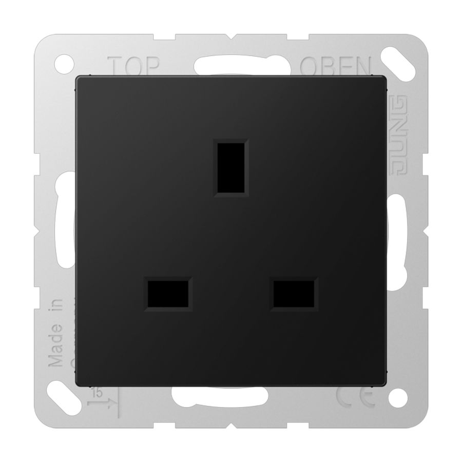 Wandcontactdoos British Standard 13A A500 matzwart