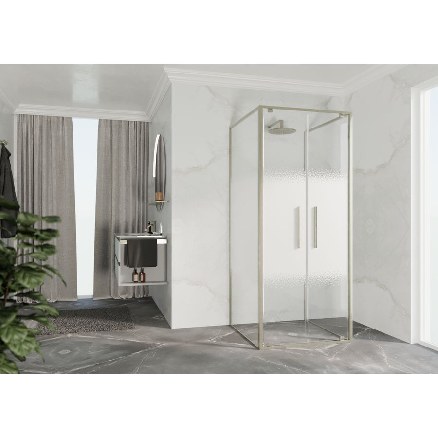 RIGA-2B draaideur 2-del. 660-690x2000mm Rose 1-motief brushed inox
