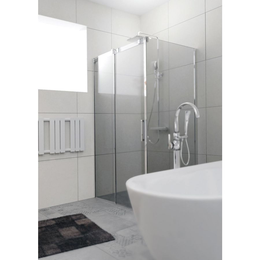 Douche hoekopstelling Ocean O203 schuifdeur / zijwand 100cm / 80cm links chroom (=wand rechts)