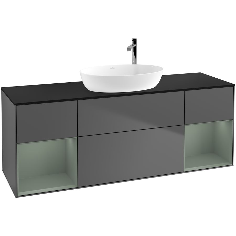 Wastafelonderkast Finion 1600x603x501mm Antr. Matt Lacquer F982GMGK