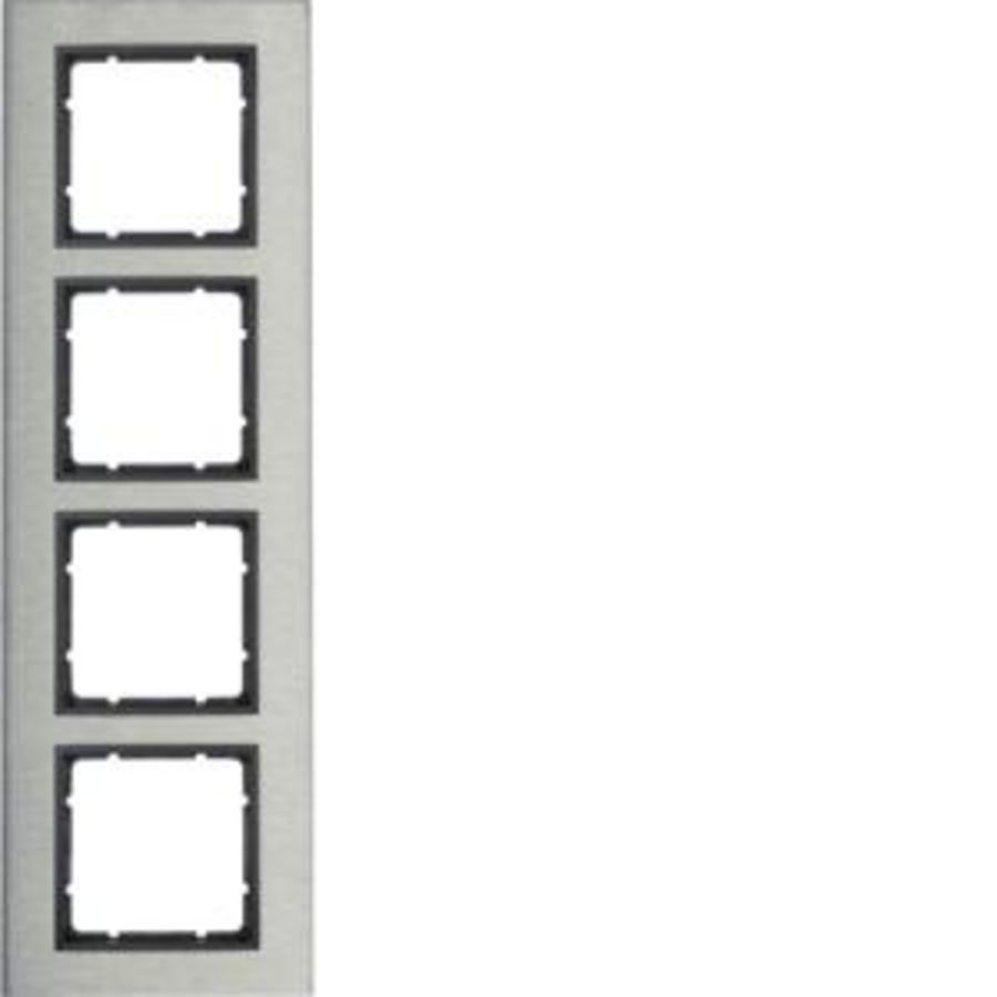 Afdekraam 4v vert. berker B.7 geborsteld edelstaal/antraciet