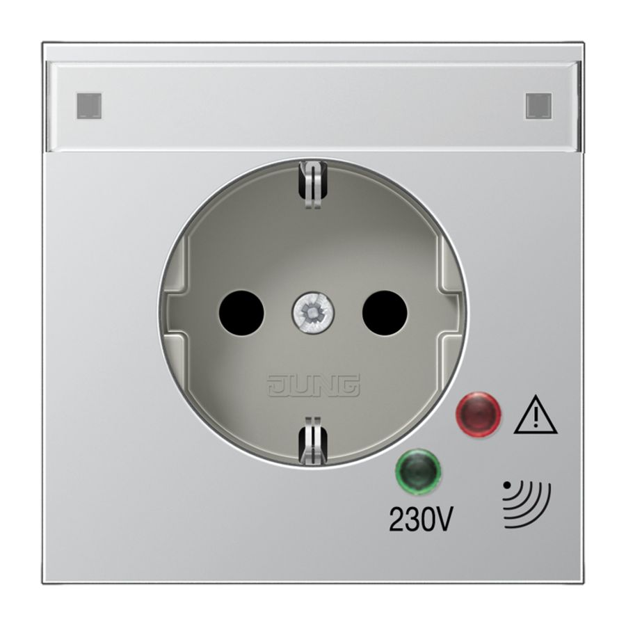 Wandcontactdoos aluminium met oversp.beveil. LS