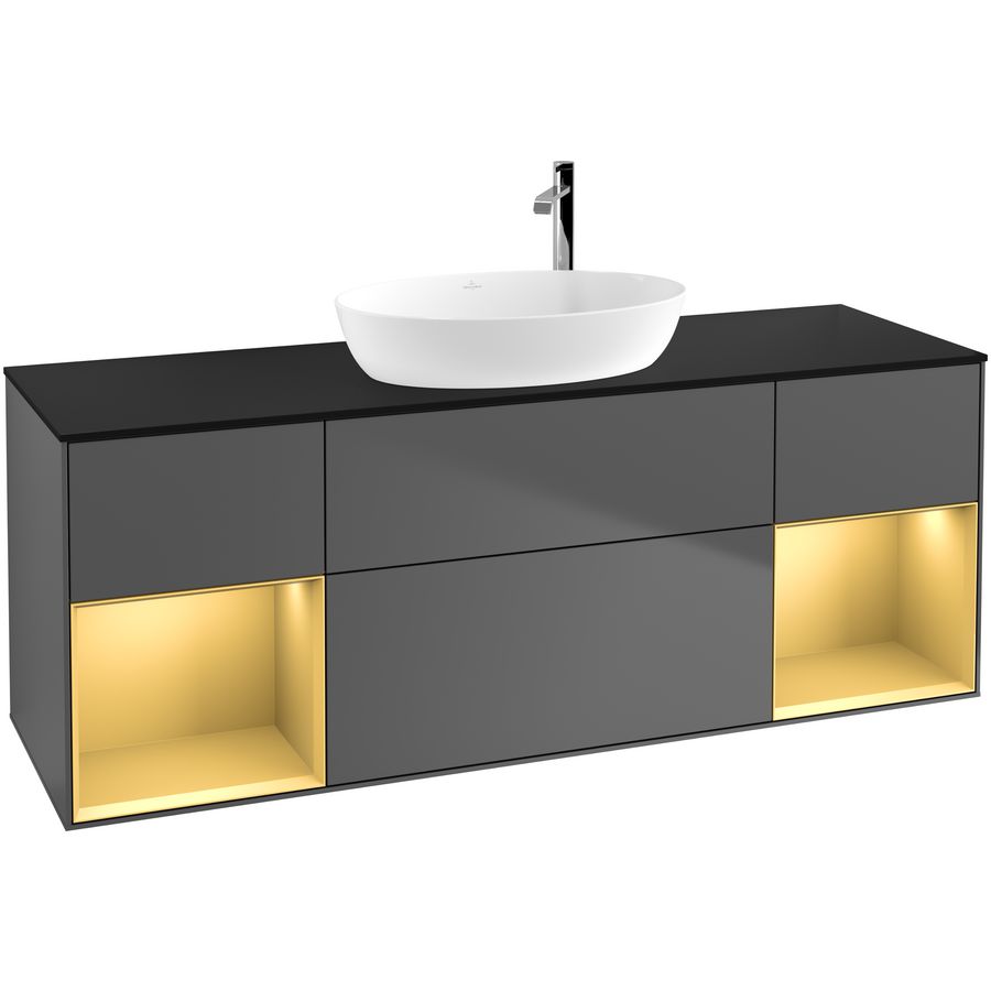 Wastafelonderkast Finion 1600x603x501mm Antr. Matt Lacquer F982HFGK