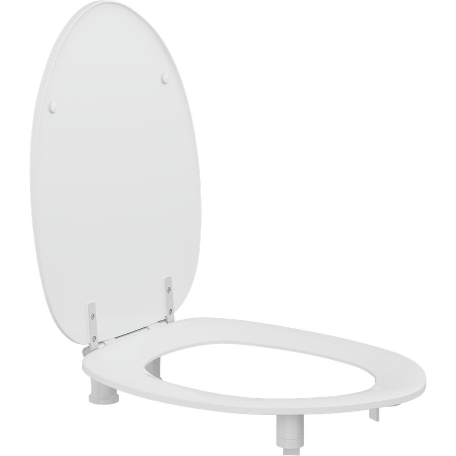 Closetzitting R43000 DANIA wit verhoogde uitvoering 50mm met spatscherm doorlopende pen boutlengte 85mm T9802