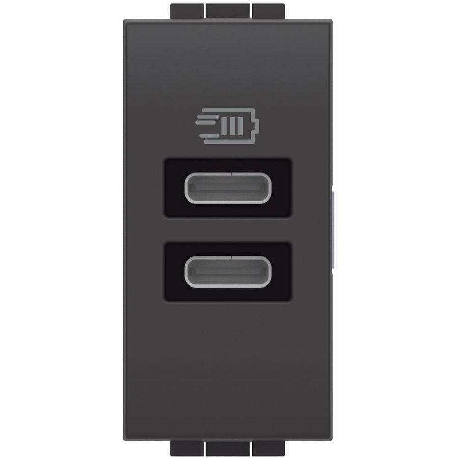 USB 2x-C 15W 1 module Antraciet Livinglight