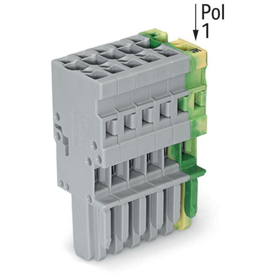 1-draads female steker CAGE CLAMP 4mm² groen-geel/gr VVE=25