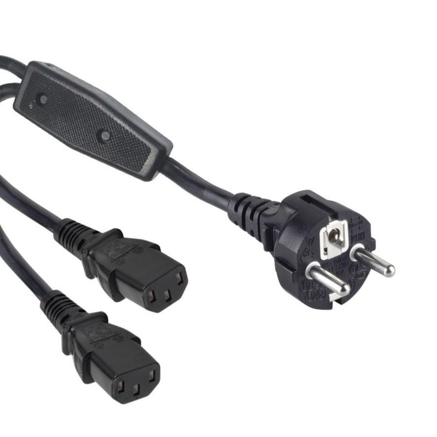Europese stroom kabel Y-kabel BL. 1.8mtr.