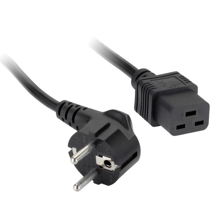 Europese stroom kabel C19 zwart 3.0mtr.