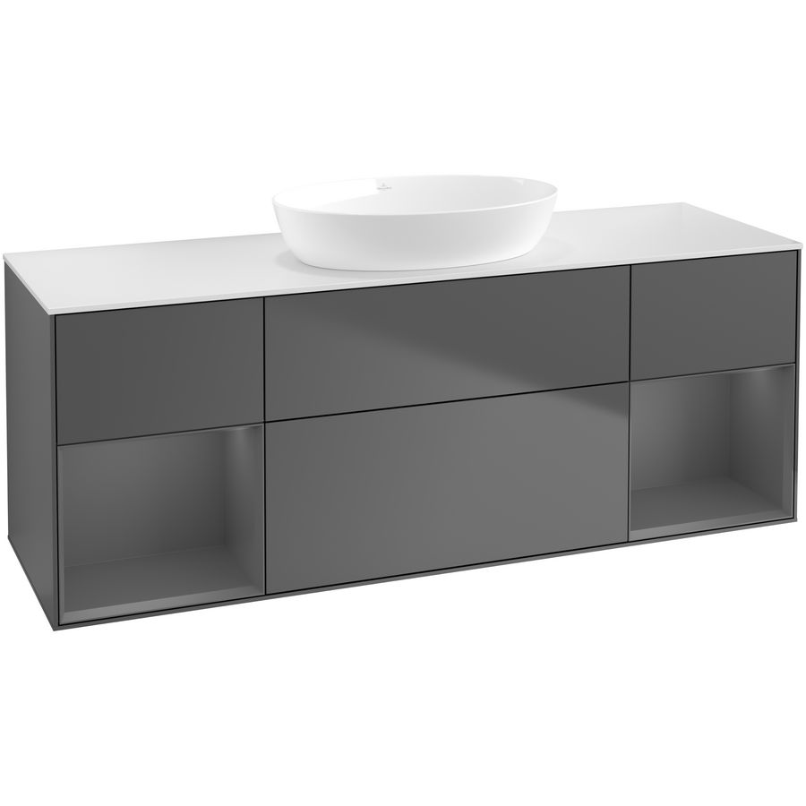 Wastafelonderkast Finion 1600x603x501mm Antr. Matt Lacquer FD01GKGK