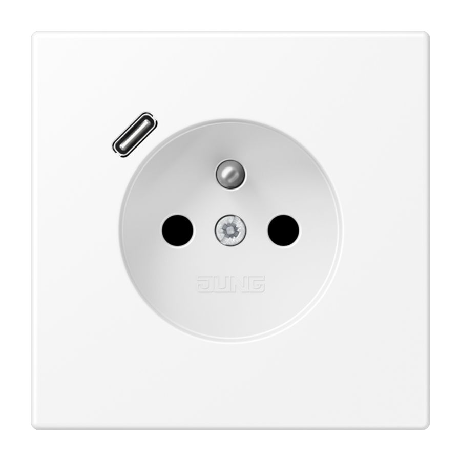 Wandcontactdoos +lader LS wit mat penaarde+USB-C