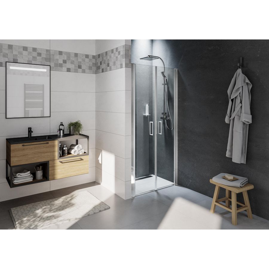 Douchedeur Novik Z111 2-del. draaideur omkeerbaar 98x200cm chroom