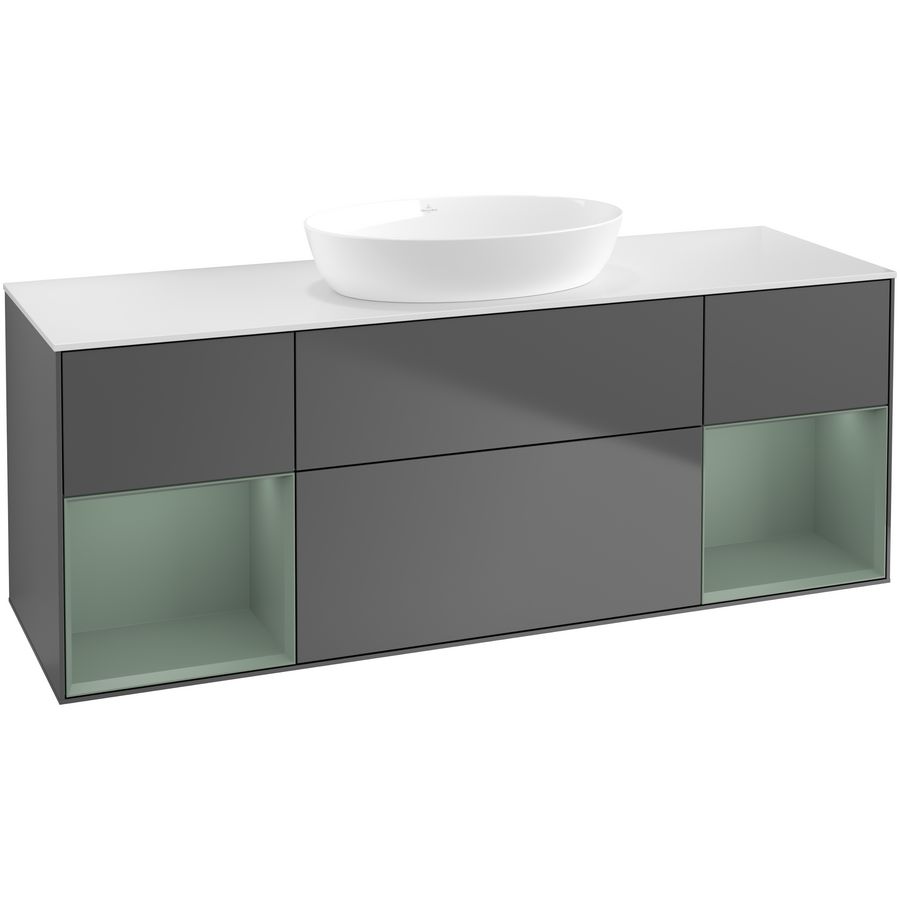 Wastafelonderkast Finion 1600x603x501mm Antr. Matt Lacquer FD01GMGK