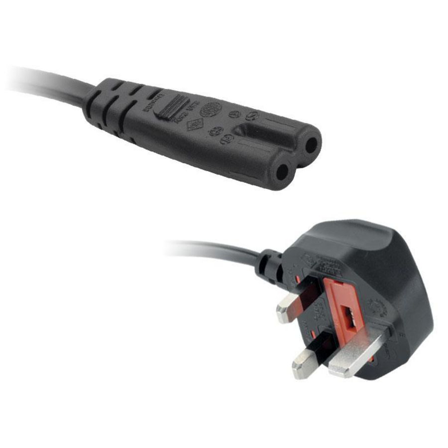 Engelse stroom kabel 2-polig 5Amp zwart 1.8mtr.