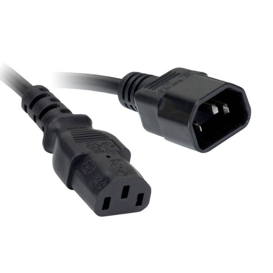Uni stroom verlengkabel 3-polig C14 male/ C13 female zwart 3.0mtr.