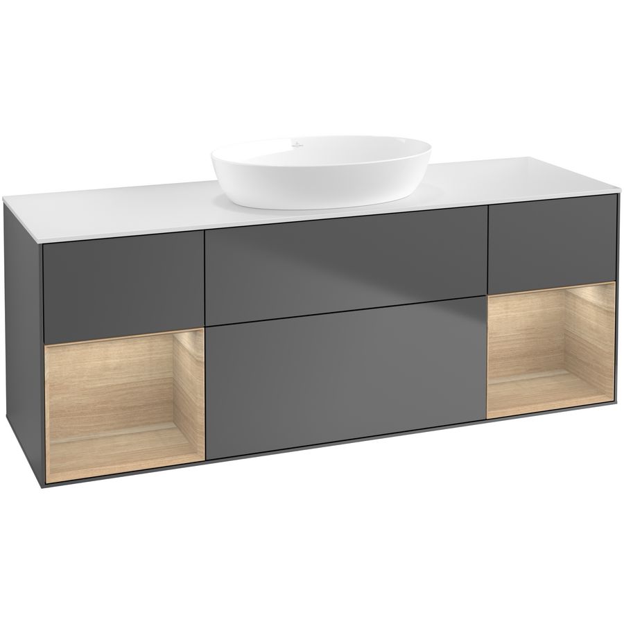 Wastafelonderkast Finion 1600x603x501mm Antr. Matt Lacquer FD01PCGK