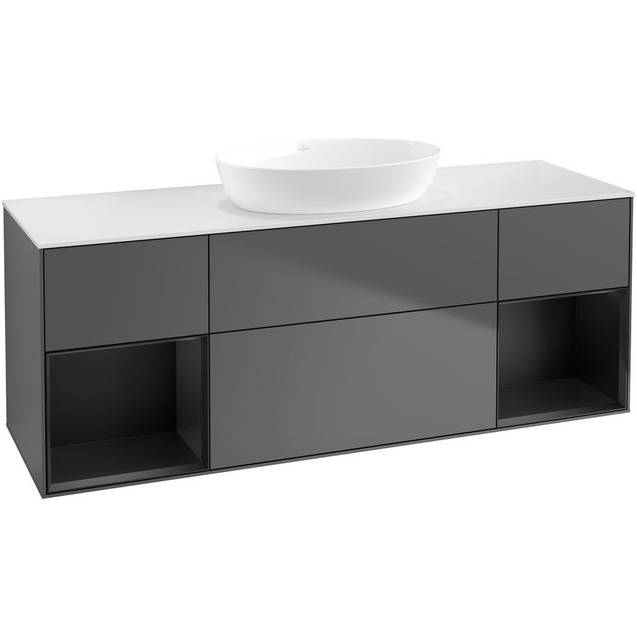 Wastafelonderkast Finion 1600x603x501mm Antr. Matt Lacquer FD01PDGK