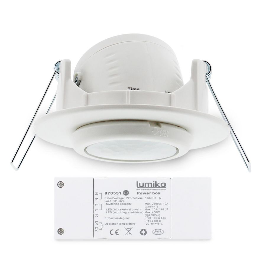 Aanwezigheiddetector plafond PIR 2200W 6M 30m² 1 Relais
