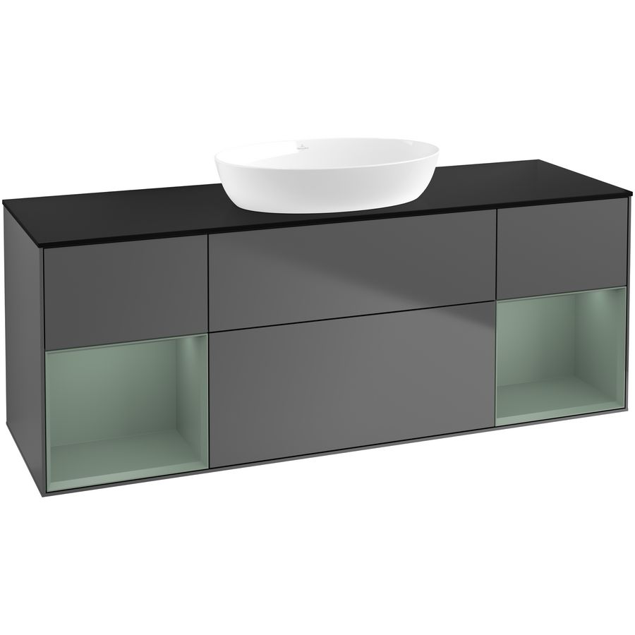 Wastafelonderkast Finion 1600x603x501mm Antr. Matt Lacquer FD02GMGK