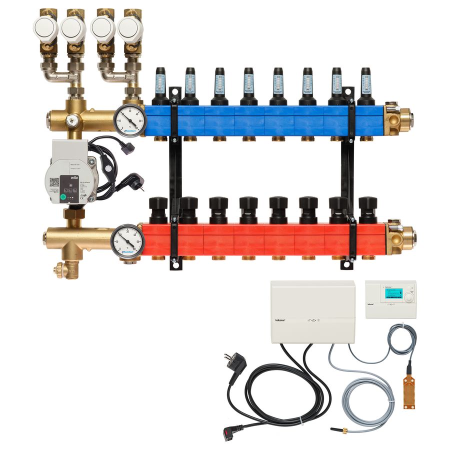 Vloerverw.verdeler 4861 4-pijps E-pomp BA. 10-145l/u 8-groeps