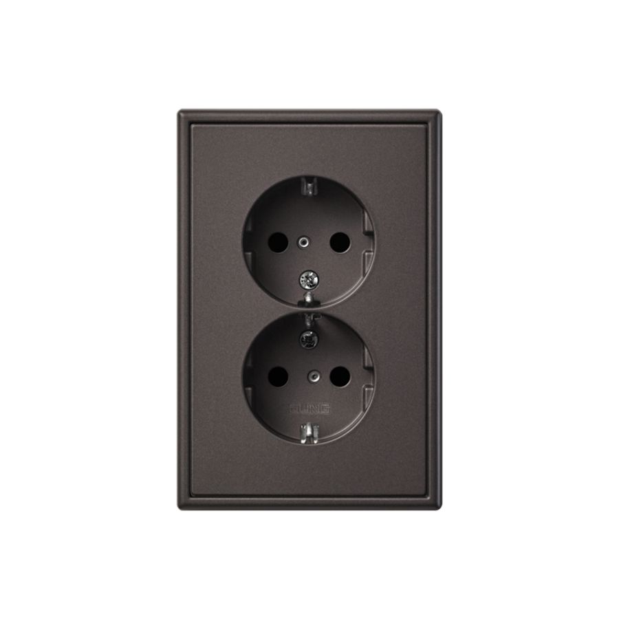 Wandcontactdoos Dark 2-voudig ki.veil.besch.cont.. LS