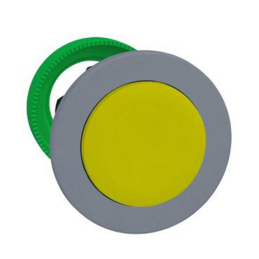 Flush mounted yellow projecting pushbutton head push push cp