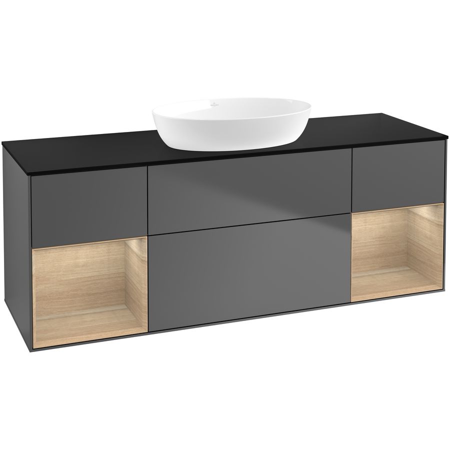 Wastafelonderkast Finion 1600x603x501mm Antr. Matt Lacquer FD02PCGK