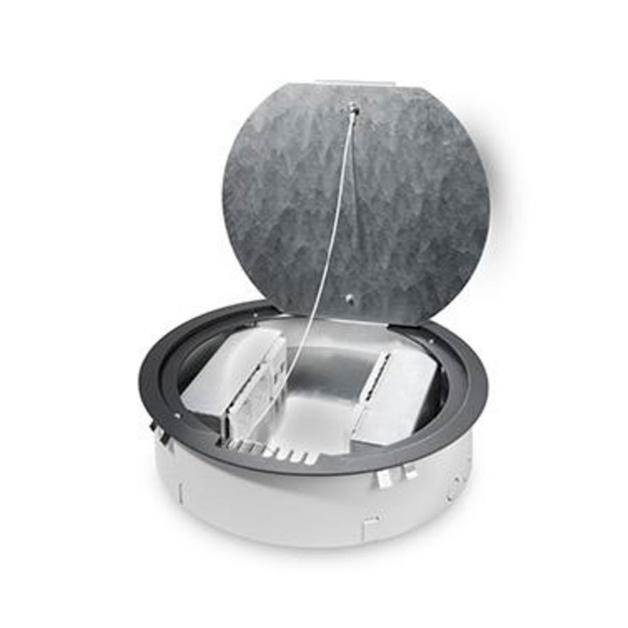 Vloerdoos RONDO 300 4x 230V RA + 2x leeg stalen deksel RAL7024